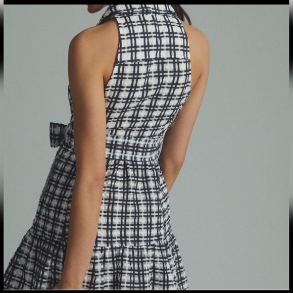 Anthropologie Maeve Halter Button Down Plaid Dress Size 10 - Picture 4 of 9